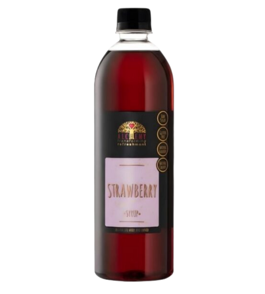 Bottle of strawberry syrup